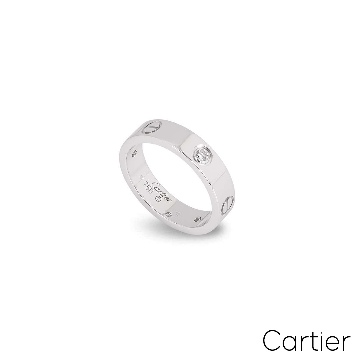 Cartier White Gold Half Diamond Love Ring Size 52 B4032552